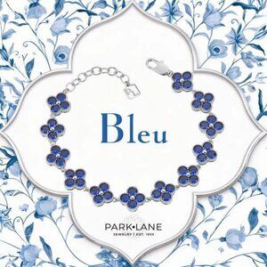 Park Lane Bleu Clover  Impression Tennis Blue Crystal Bracelet NIB